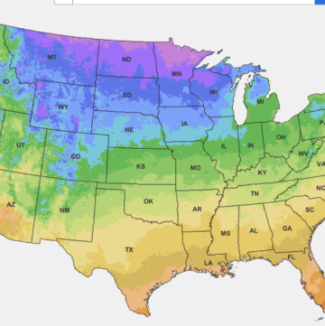 United States color coded by lowest temperatures